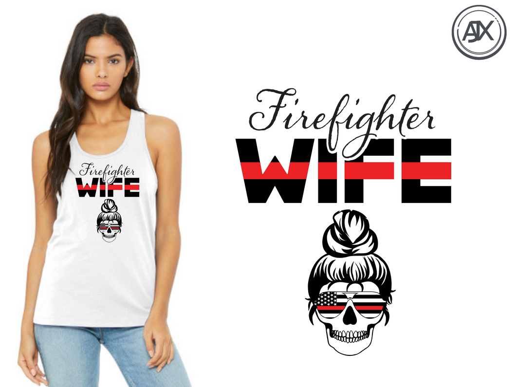 Womans Firefighter Wife & Skull Tank