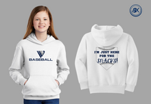 Load image into Gallery viewer, IVL Baseball &quot;I&#39;m Just Here for the Snacks&quot; Youth Hoodie
