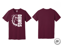 Load image into Gallery viewer, Youth &quot;Dawgs&quot; &amp; W Maroon Tee
