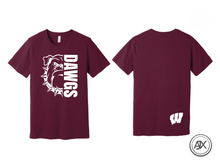 Load image into Gallery viewer, Youth &quot;Dawgs&quot; &amp; W Maroon Tee
